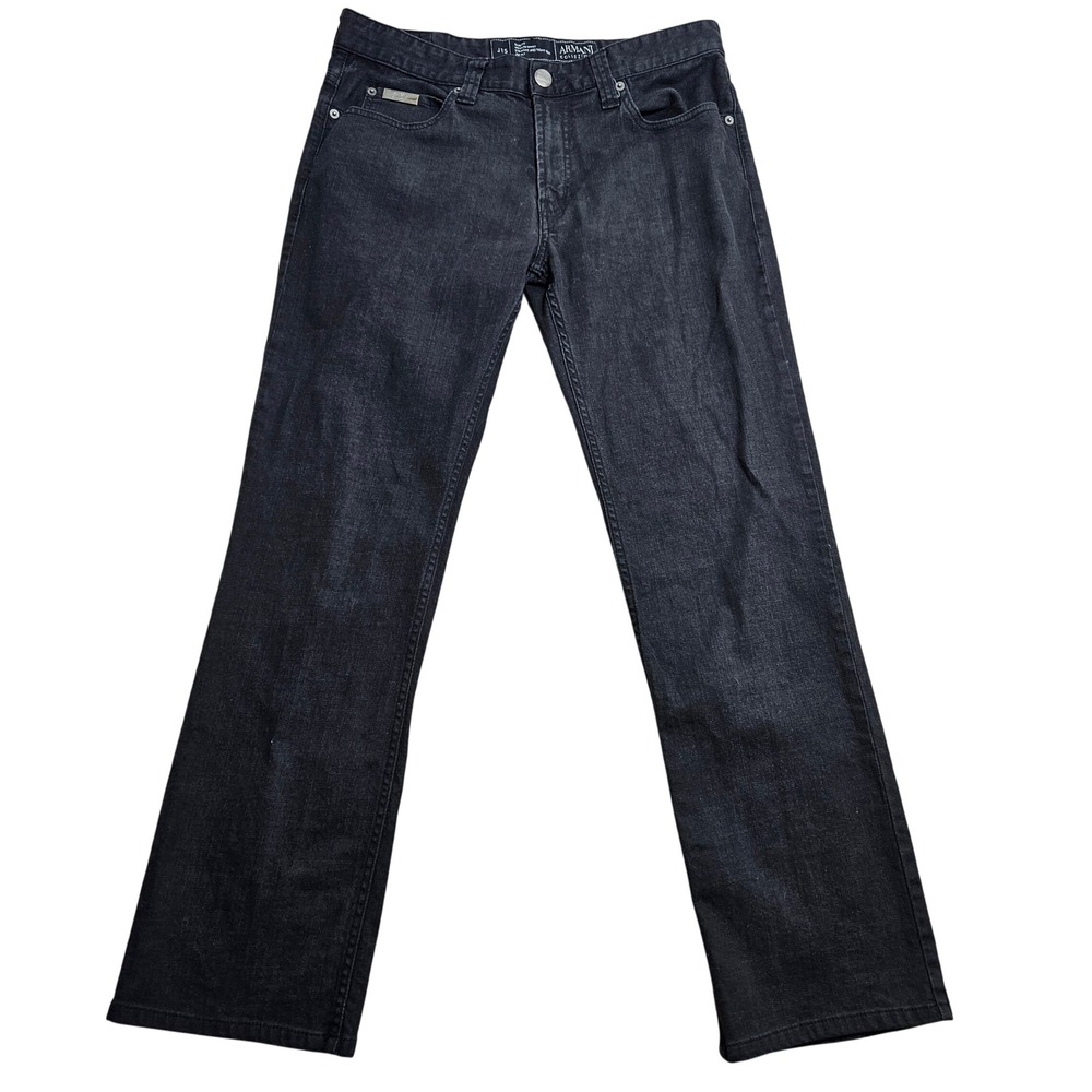 Armani Collezioni J15 Jeans Mens 32 Black Slim Fit Straight Leg Denim